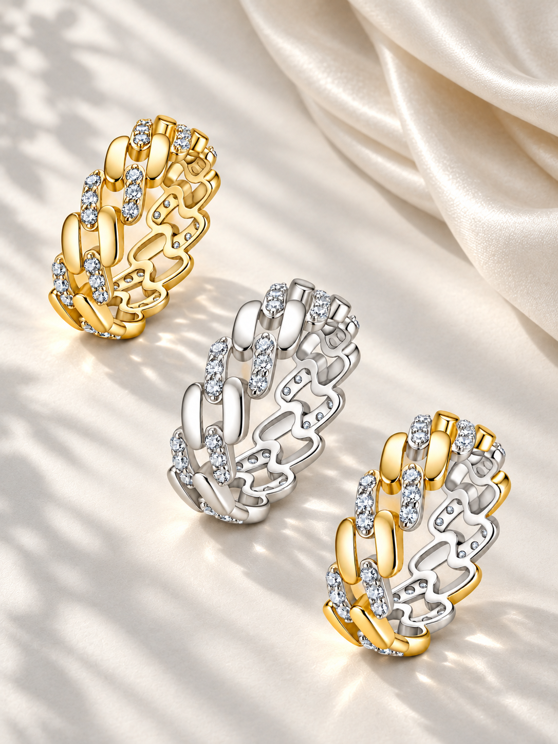 Inel Statement Gold si Silver Luminous Links