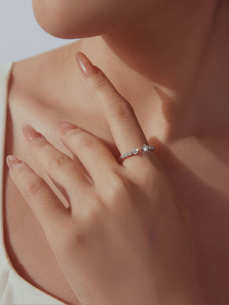 Inel reglabil din argint 925 cu moissanite certificat