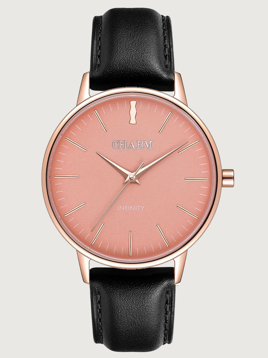 Set Cadou : Ceas Infinity Flora + Curea de piele Neagra