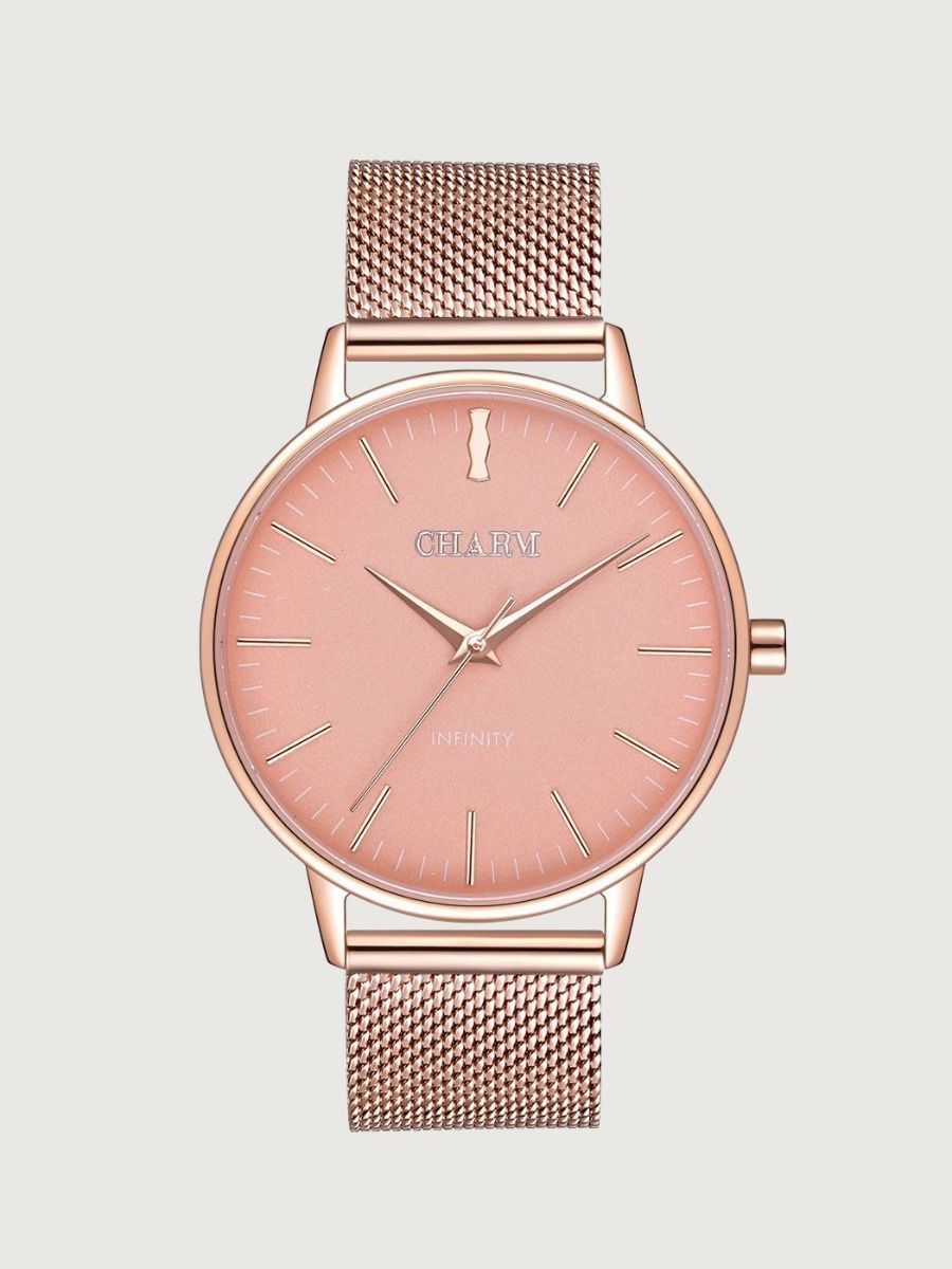 Set Cadou : Ceas Infinity Flora Grey + Curea din otel inoxidabil Rose Gold