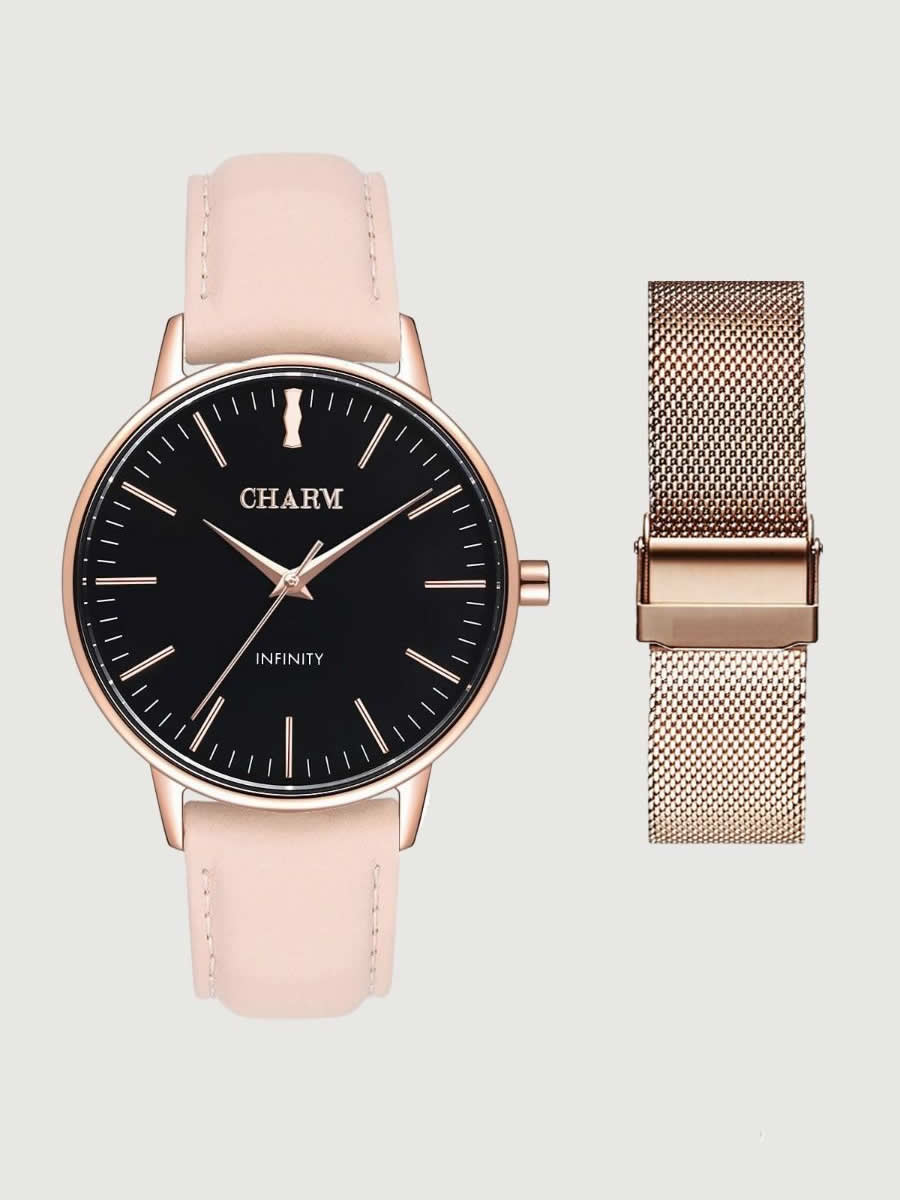 Set Cadou : Ceas Infinity Chloris Nude Rose + Curea din otel inoxidabil Rose Gold