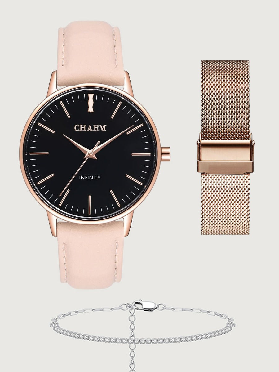 Set Cadou : Ceas Infinity Chloris Nude Rose + Curea din otel inoxidabil Rose Gold