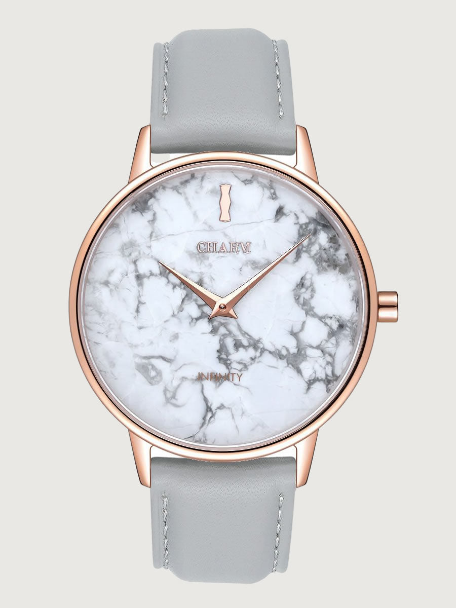 Set Cadou : Ceas Infinity Marble Theea Grey + Curea din otel inoxidabil Rose Gold