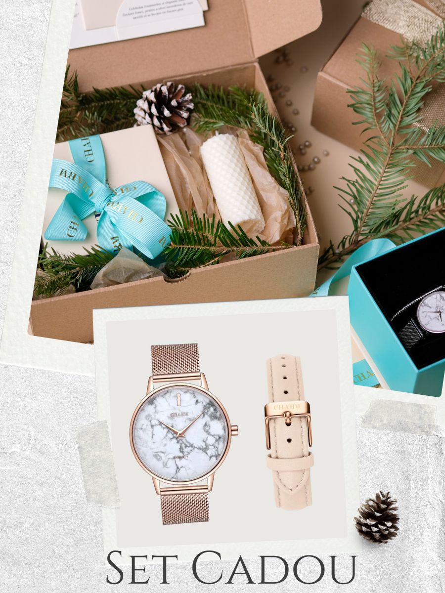 Set Cadou : Ceas Infinity Marble Theea + Curea din piele Nuderose