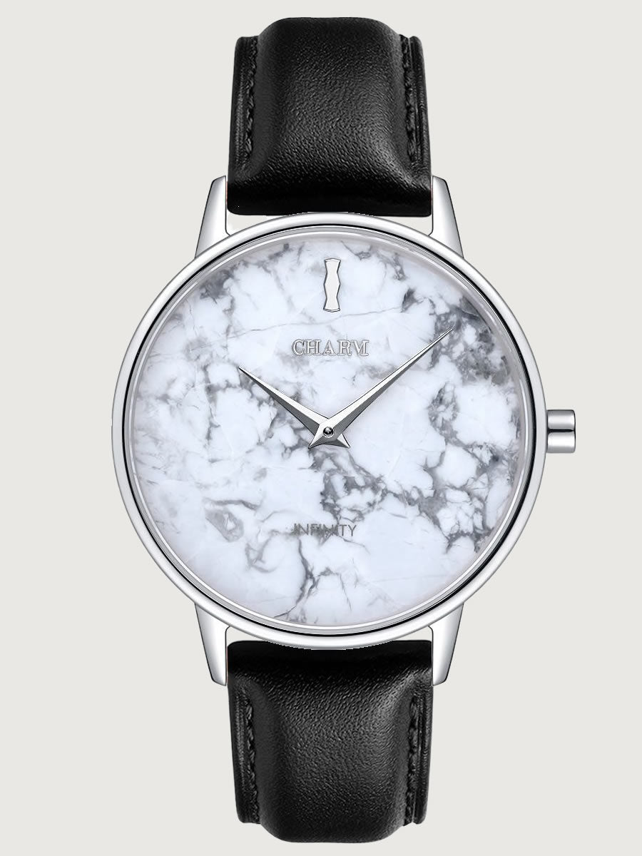 Set Cadou : Ceas Infinity Marble Freya + Curea din piele Neagra