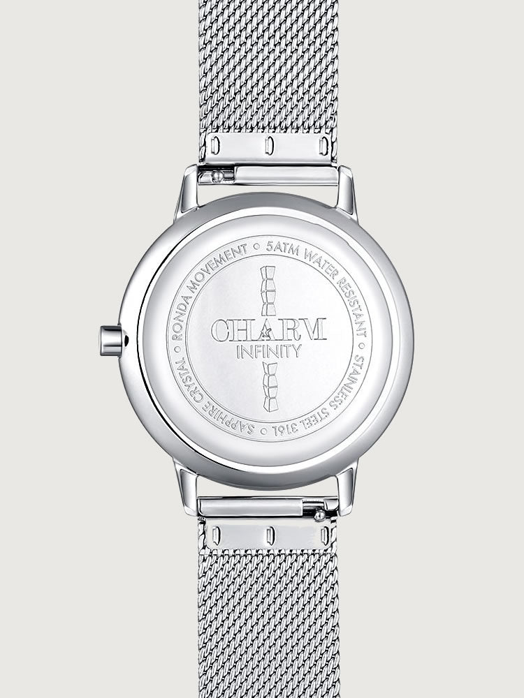 Set Cadou : Ceas Infinity Marble Freya + Curea din piele Alba