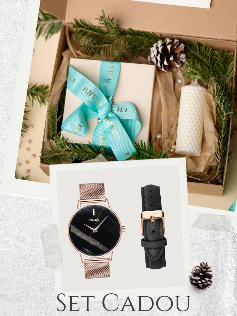 Set Cadou : Ceas Infinity Marble Florence + Curea din piele Neagra