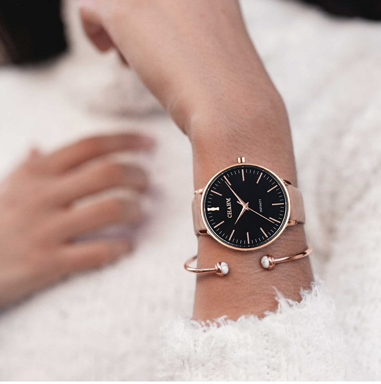 Set Cadou : Ceas Infinity Chloris Nude Rose + Curea din otel inoxidabil Rose Gold