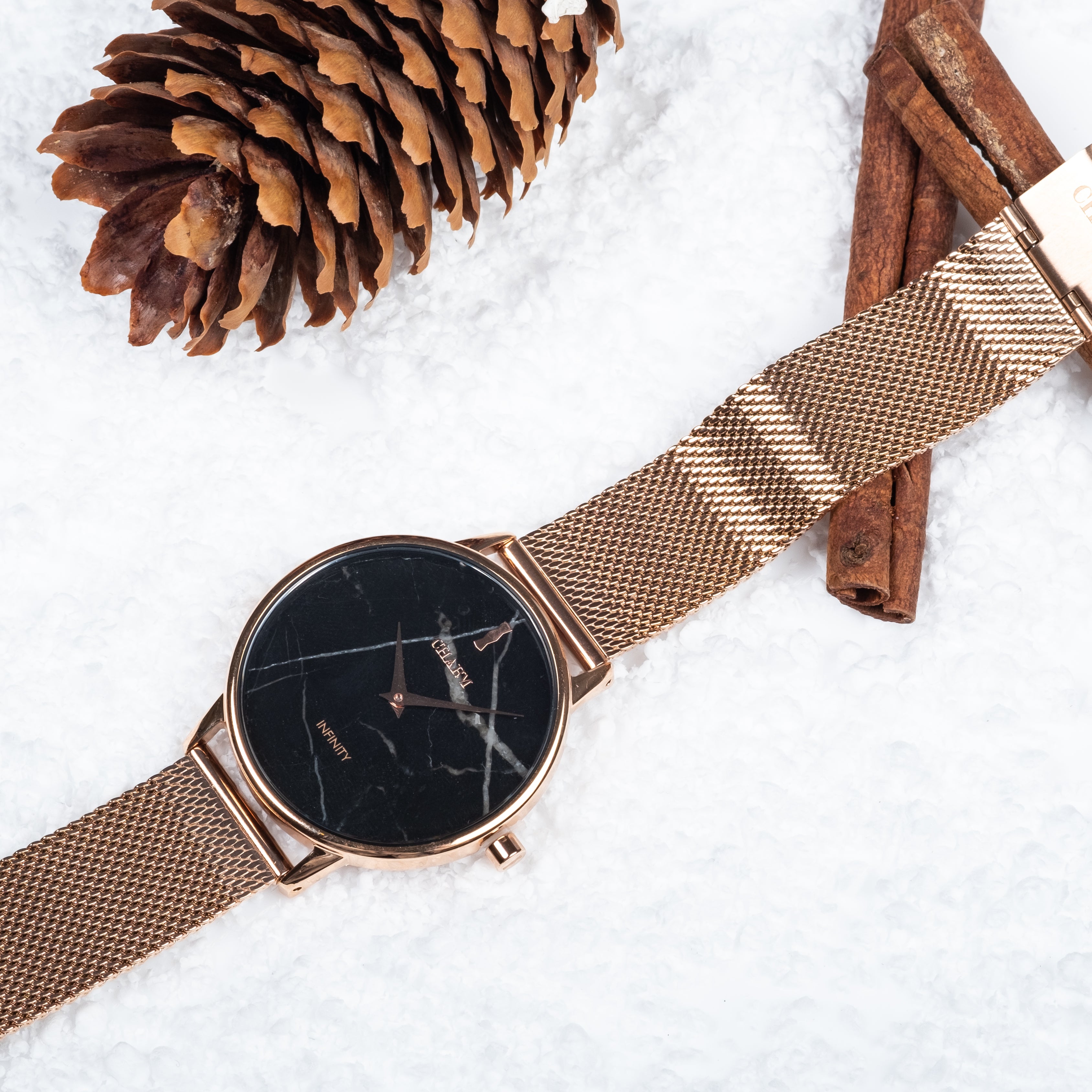 Set Cadou : Ceas Infinity Marble Florence + Curea din piele Neagra