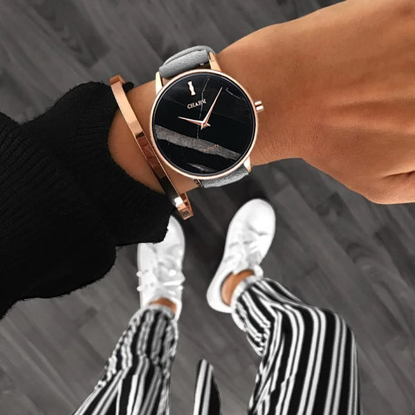 Set Cadou : Ceas Infinity Marble Florence Grey + Curea din otel inoxidabil Rose Gold