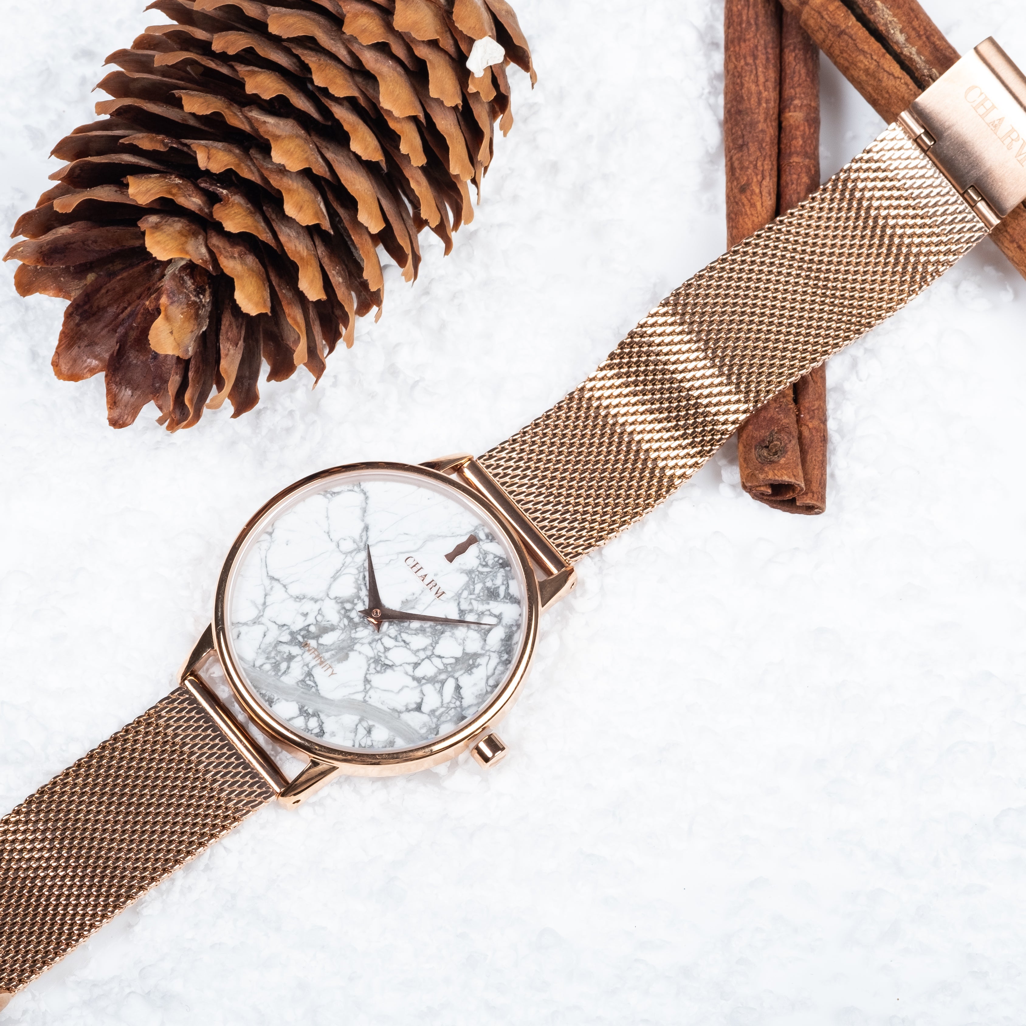 Set Cadou : Ceas Infinity Marble Theea + Curea din piele Nuderose