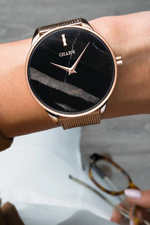 Set Cadou : Ceas Infinity Marble Florence + Curea din piele Neagra