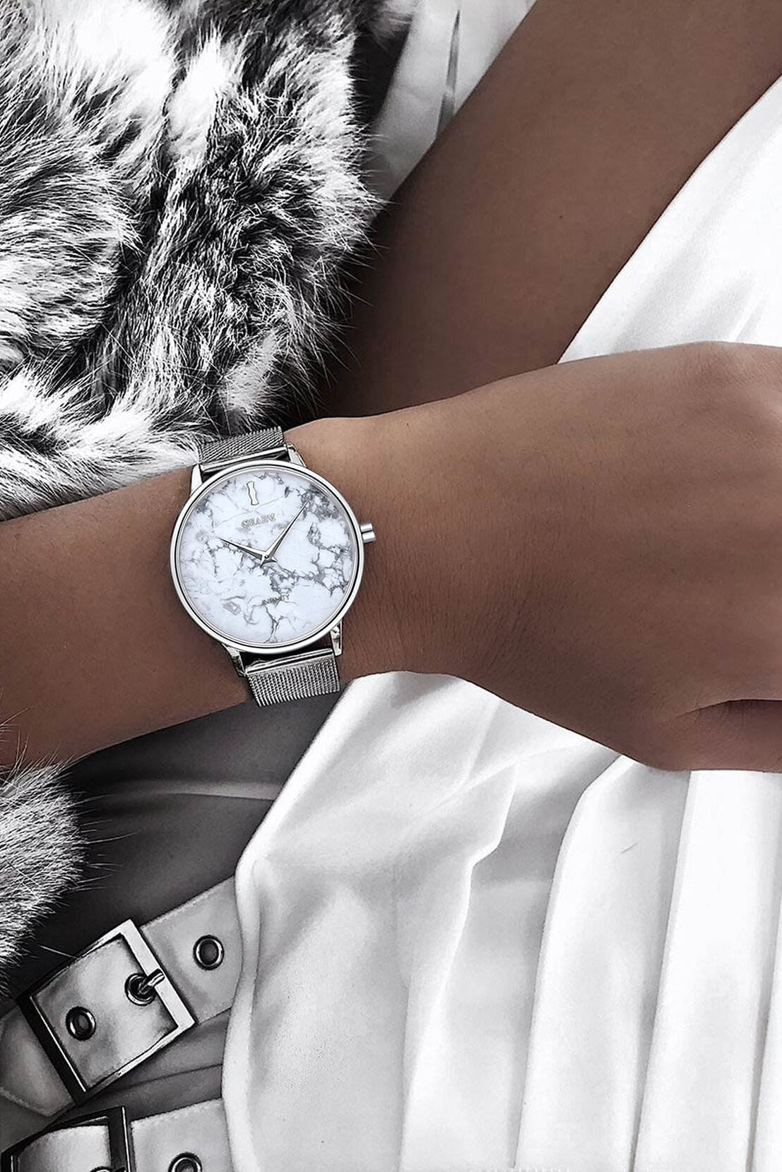 Set Cadou : Ceas Infinity Marble Freya Nude Rose + Curea din otel inoxidabil Rose Gold