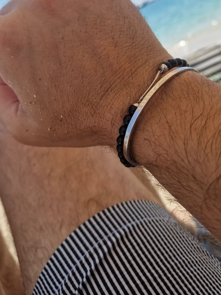 Bratara din Argint Men Black Onyx Midnight Identity