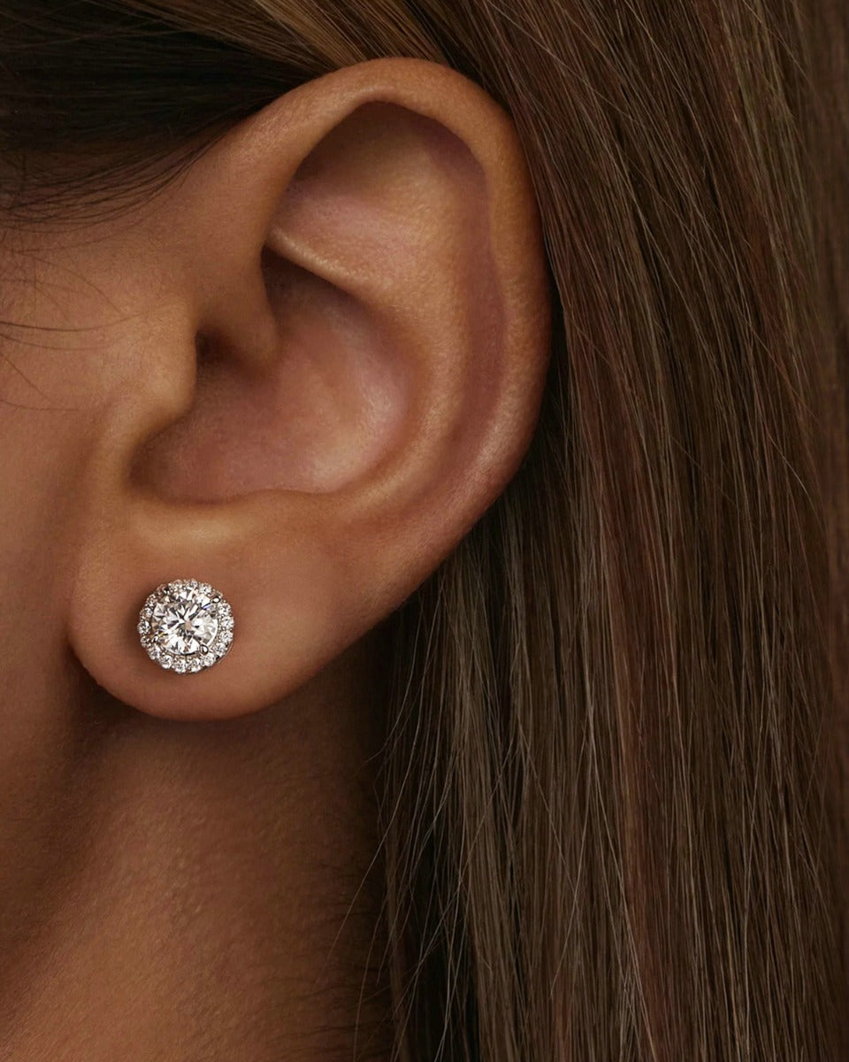 Cercei din Argint Moissanite Radiant Circlet Small