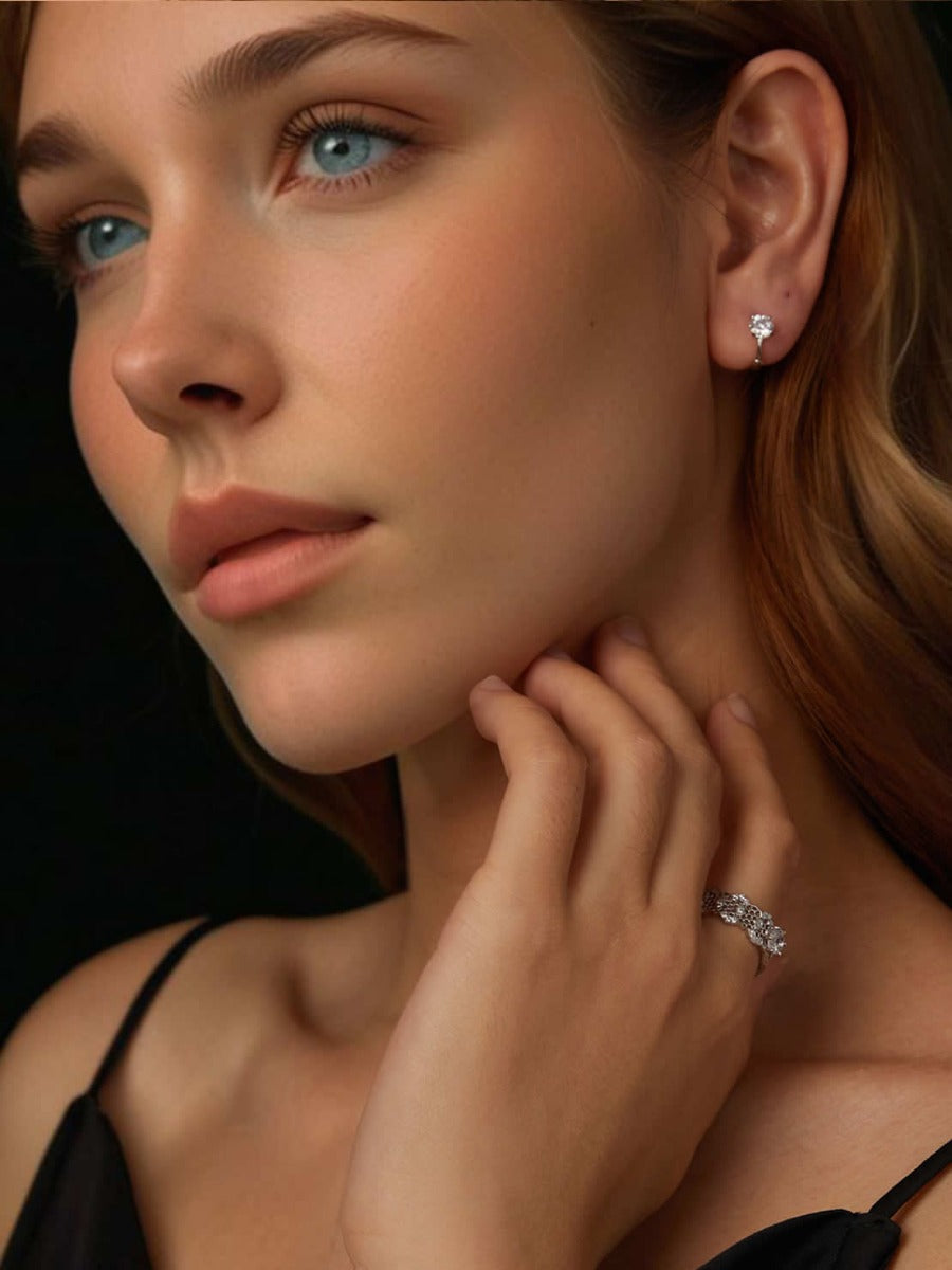 Cercei din Argint Moissanite Timeless Sparkle