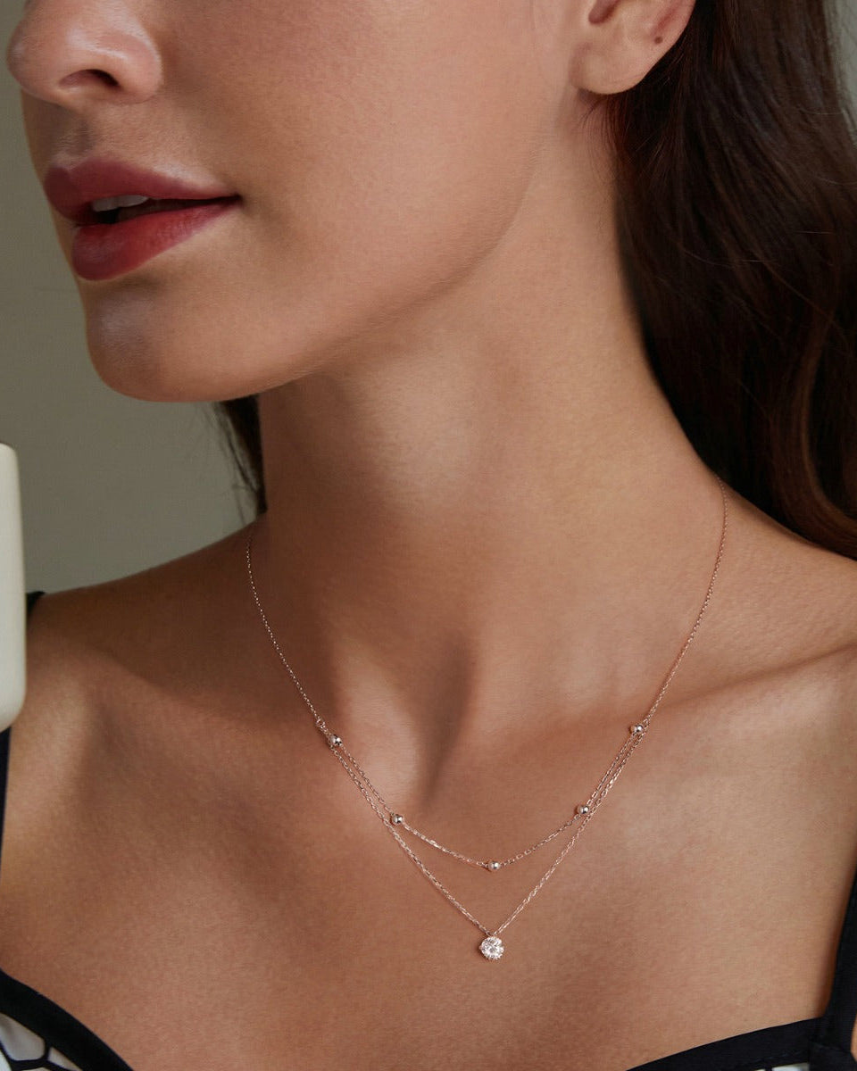 Pandantiv cu Lantisor din Argint Moissanite Dual Elegance