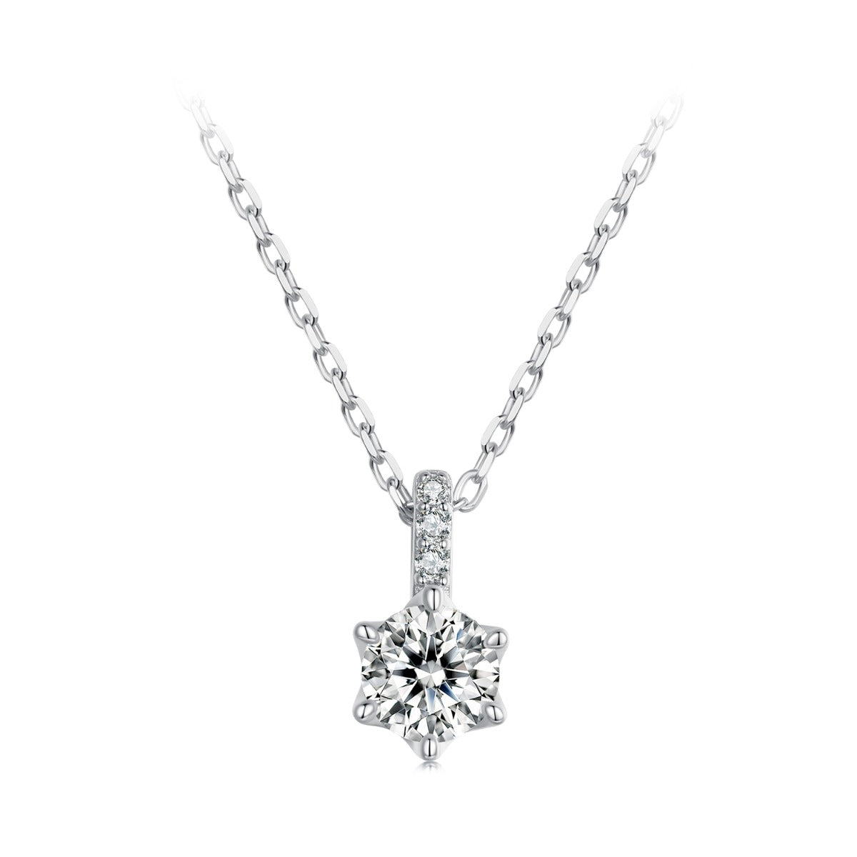 Pandantiv cu Lantisor din Argint Moissanite Stellar Radiance