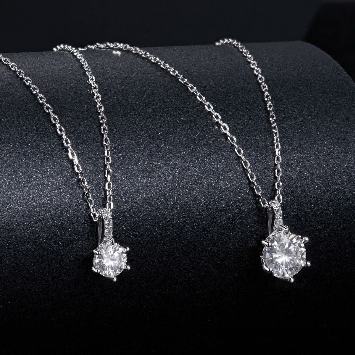 Pandantiv cu Lantisor din Argint Moissanite Dual Elegance