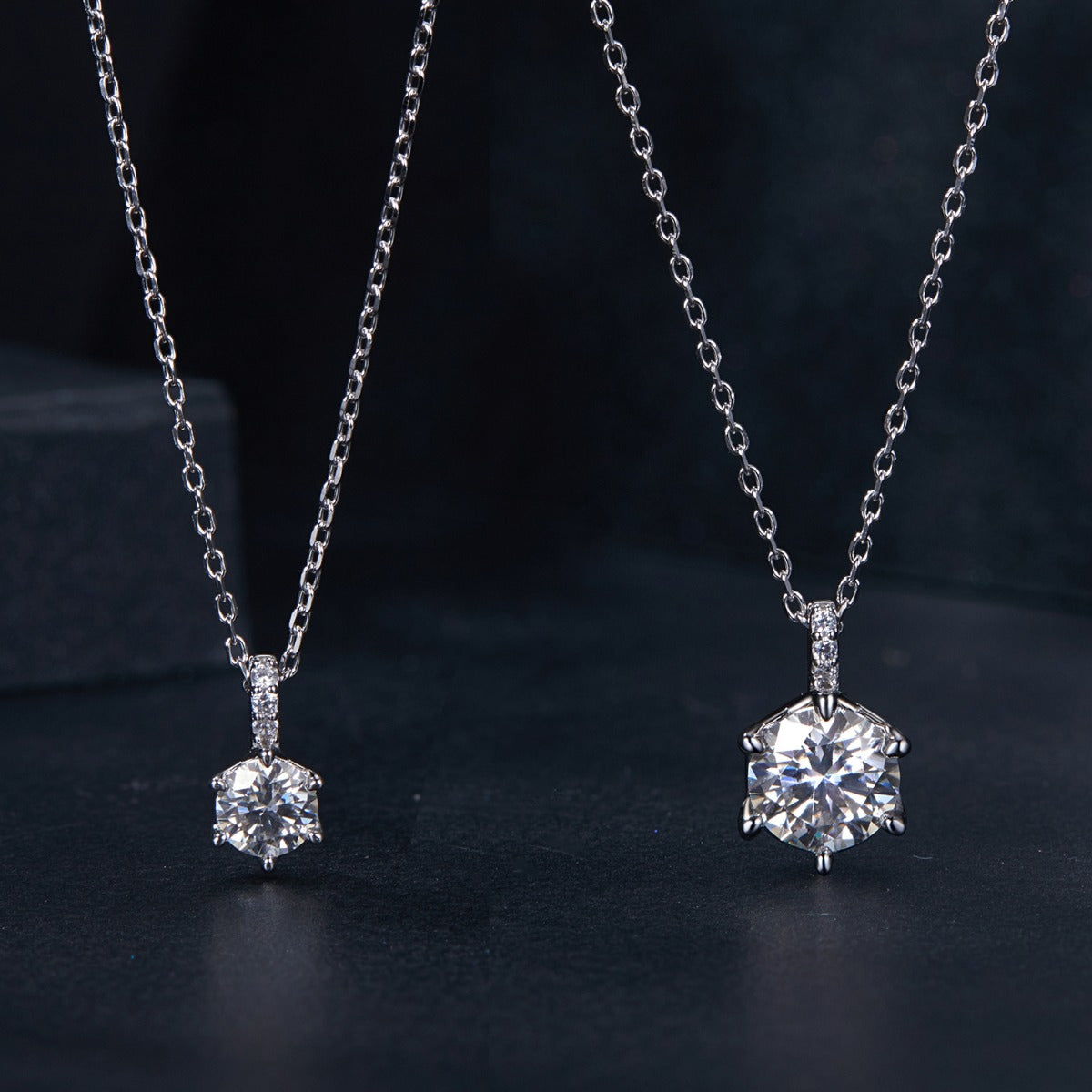 Pandantiv cu Lantisor din Argint Moissanite Stellar Radiance