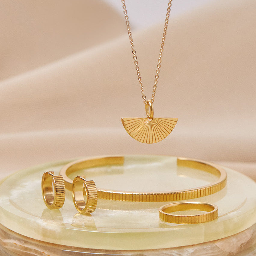 Pandantiv cu Lantisor din Argint Luminous Rays Auriu