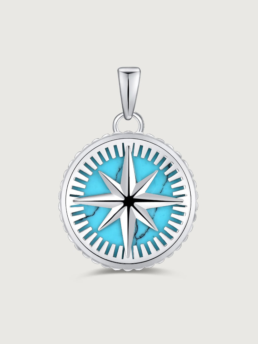 Pandantiv compass din argint 925 cu turcoaz