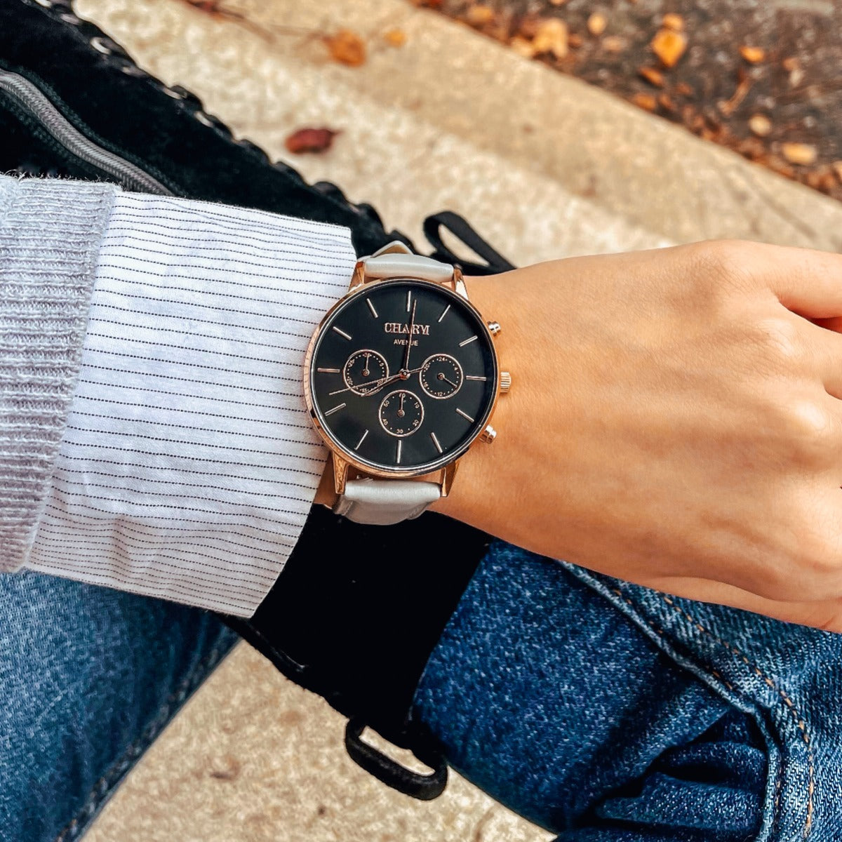 Set Cadou : Ceas Avenue Dorobanti Grey + Curea de metal Rose Gold