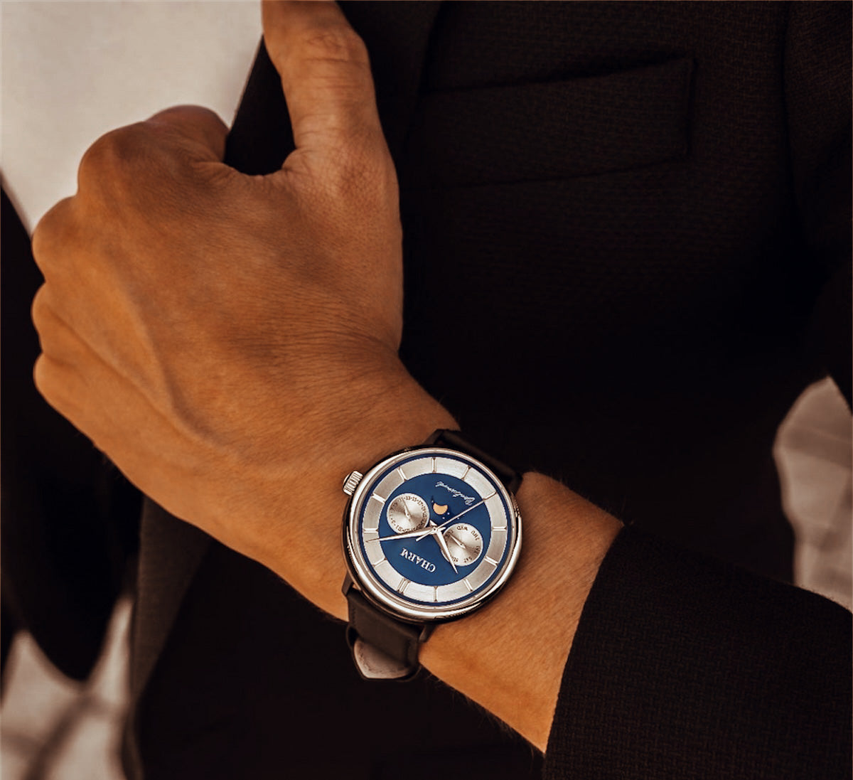 Set Unisex: Ceas Boulevard Aviatorilor Black + Curea de piele Nuderose