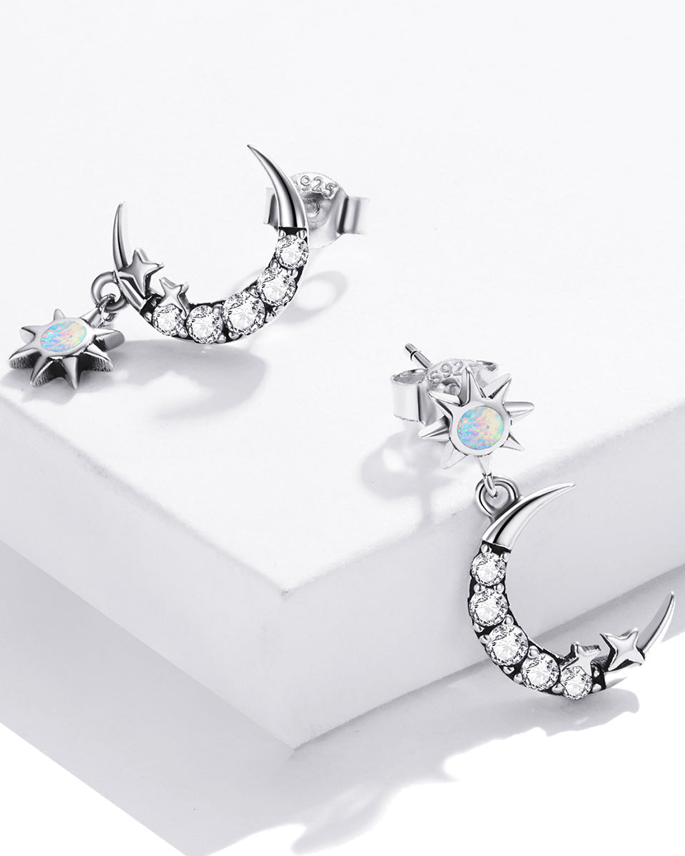 Cercei din Argint Shining Star and Moon