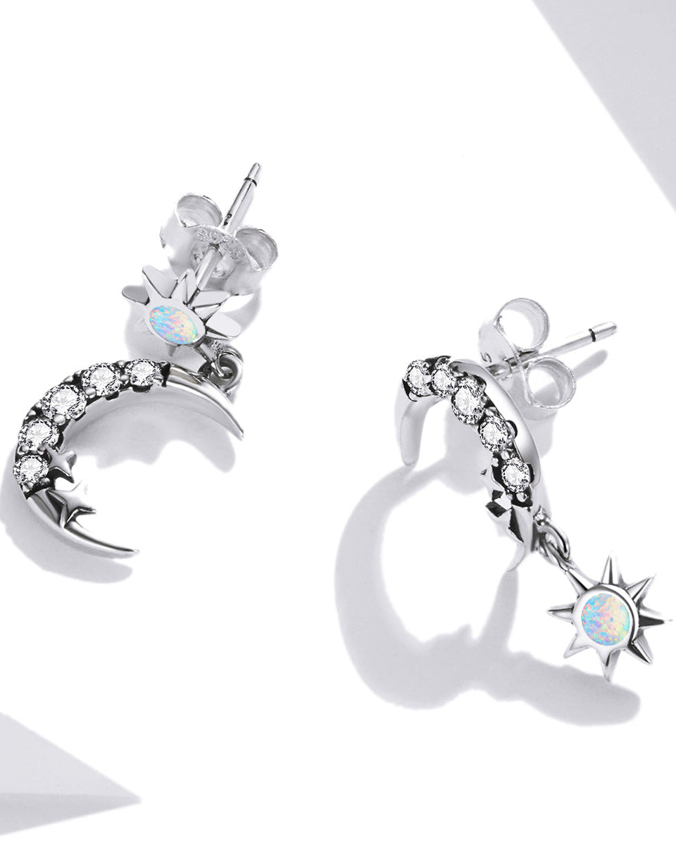 Cercei din Argint Shining Star and Moon