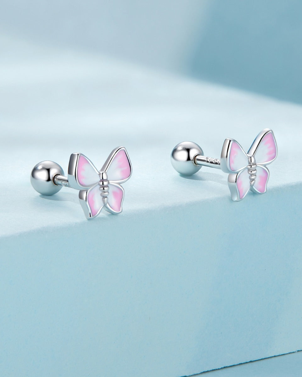 Cercei din Argint Pink Butterfly