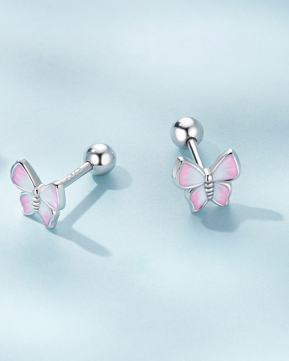 Cercei din Argint Pink Butterfly