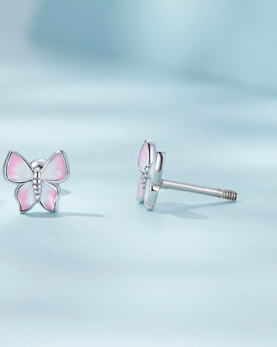 Cercei din Argint Pink Butterfly