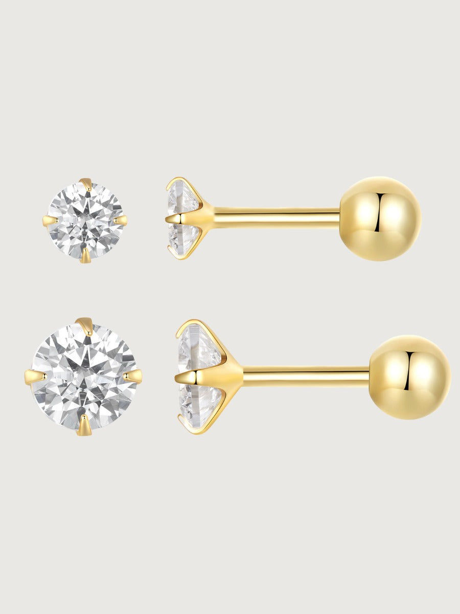 Gratuit la comenzi peste 150 RON – Set Cercei Brilliance Gold Duo (5mm & 3mm)