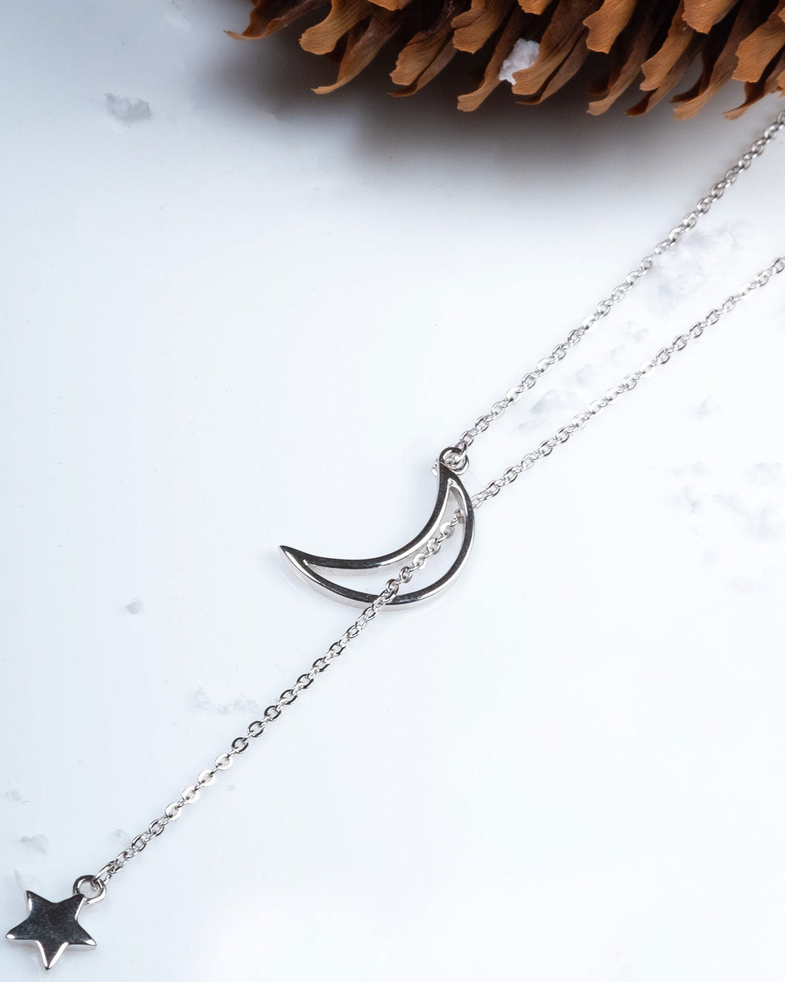 Pandantiv cu Lantisor din Argint Moon & Star