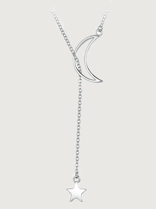 Pandantiv cu Lantisor din Argint Moon & Star