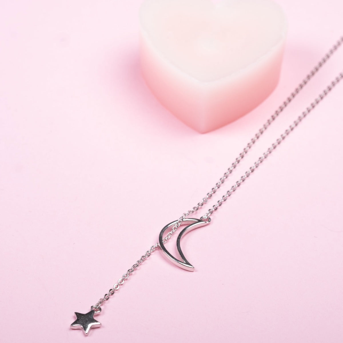 Pandantiv cu Lantisor din Argint Moon & Star