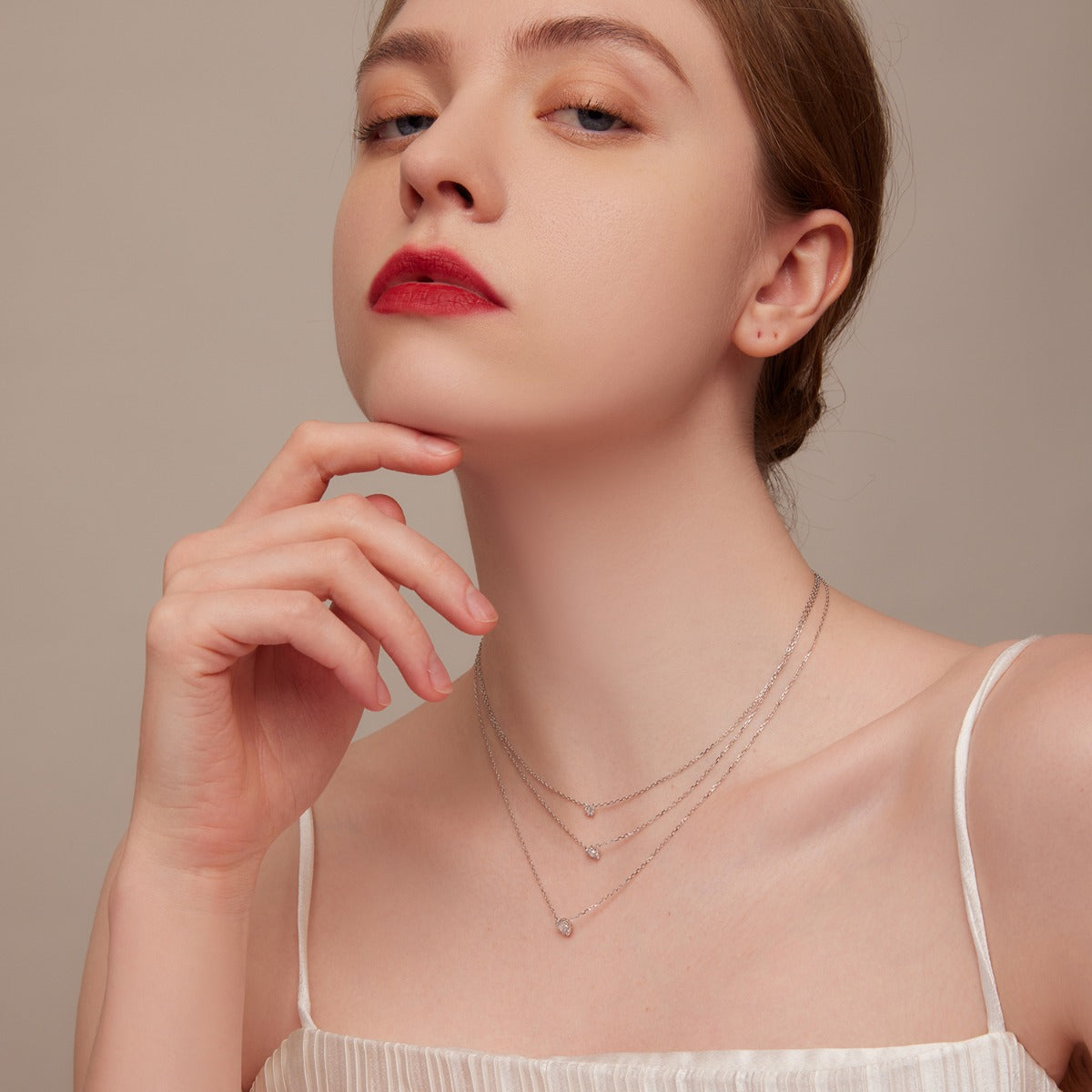 Pandantiv cu Lantisor din Argint Tiny Shiny Stone Small