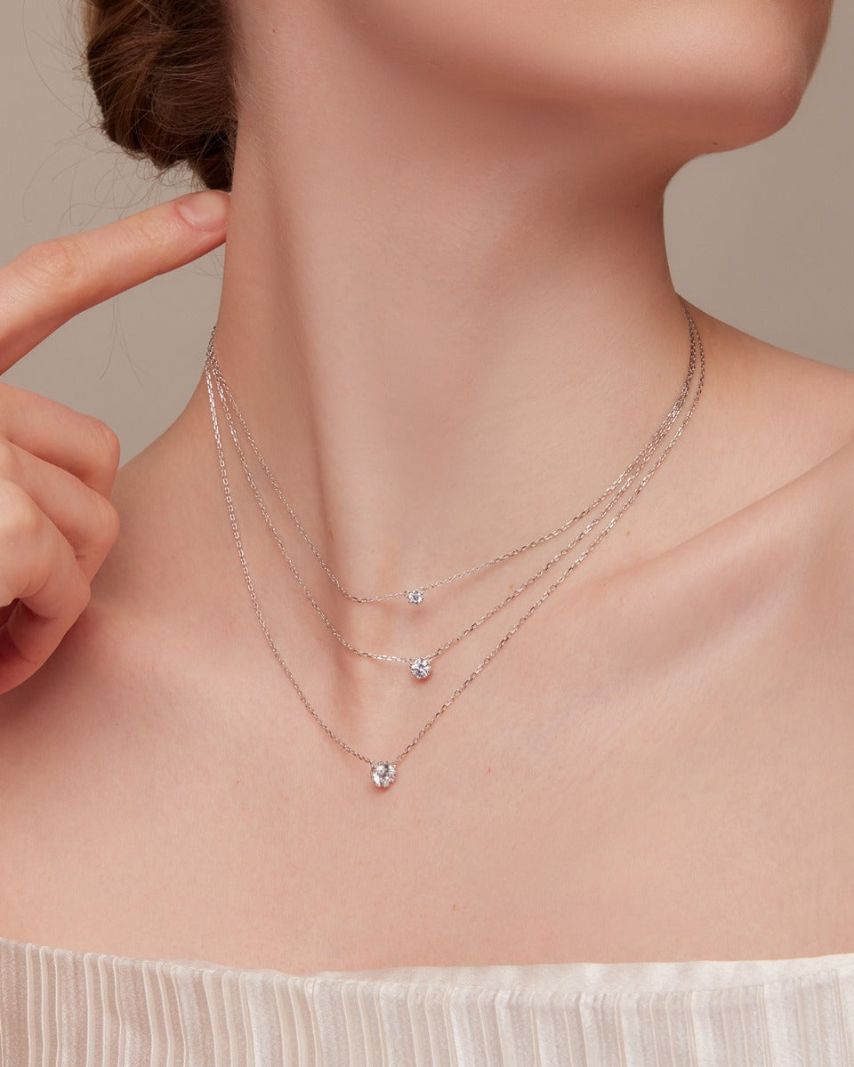 Pandantiv cu Lantisor din Argint Tiny Shiny Stone Small