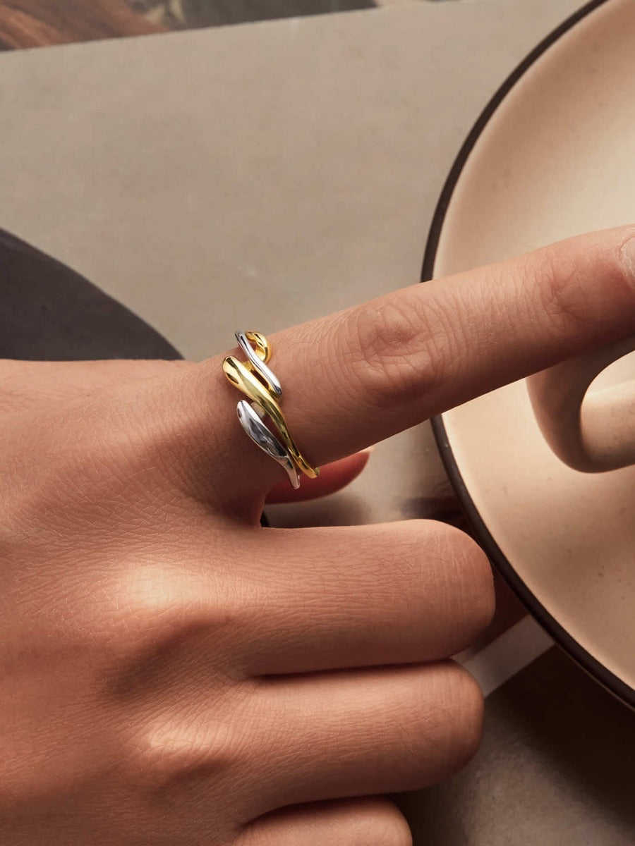 Inel din Argint Fluid Unity Gold & Silver