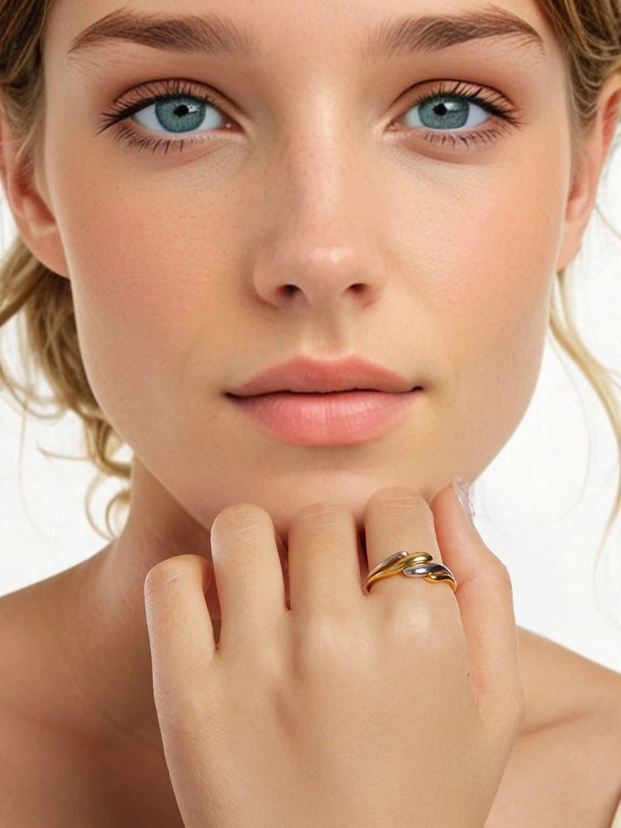 Inel din Argint Fluid Unity Gold & Silver