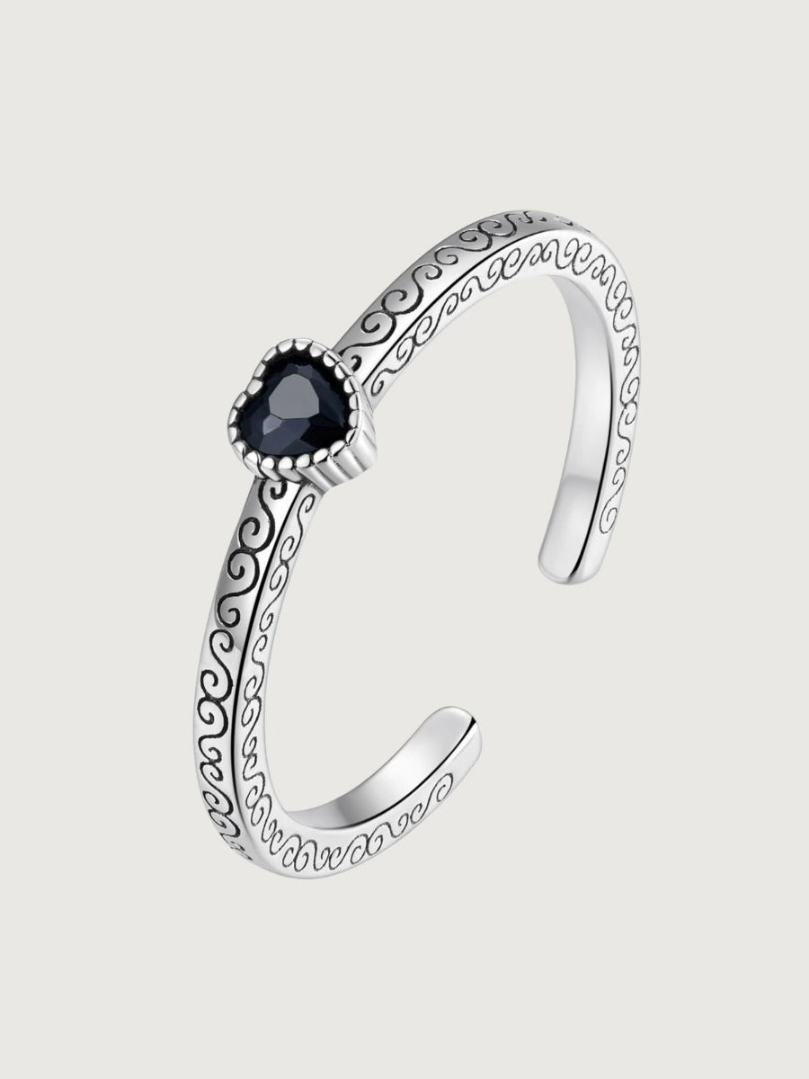 Inel din Argint Vintage Black Zircon Heart