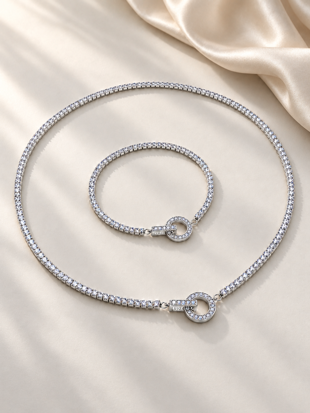 Set Colier si Bratara Tennis cu Zirconii și Element Circle Lock