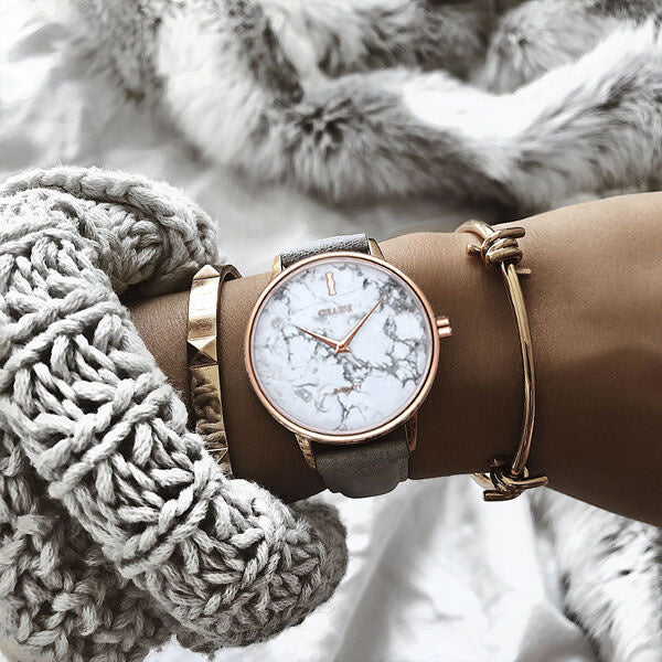 Set Cadou : Ceas Infinity Marble Theea Grey + Curea din otel inoxidabil Rose Gold