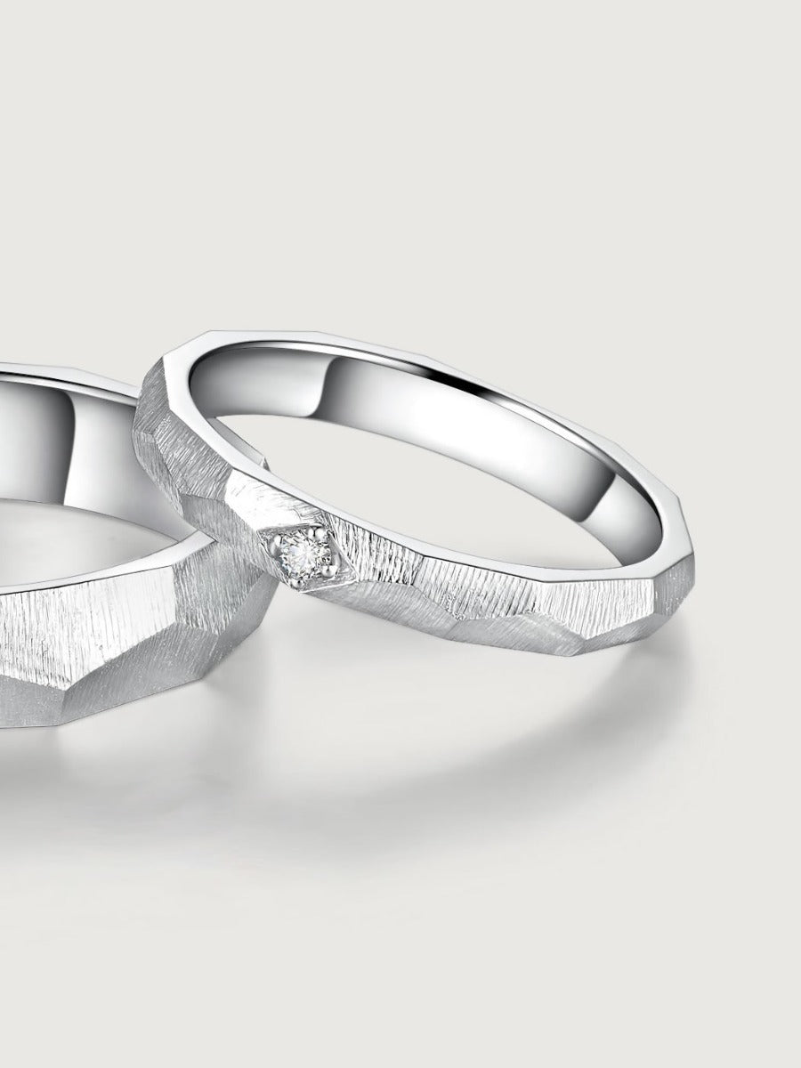 Set verighete aur 14K Cubed Love model geometric modern