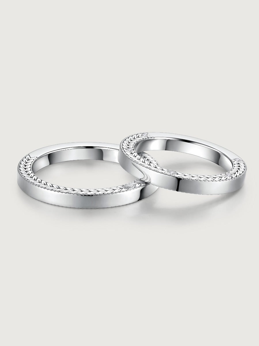 Set verighete aur 14K Fields of Love model împletit elegant