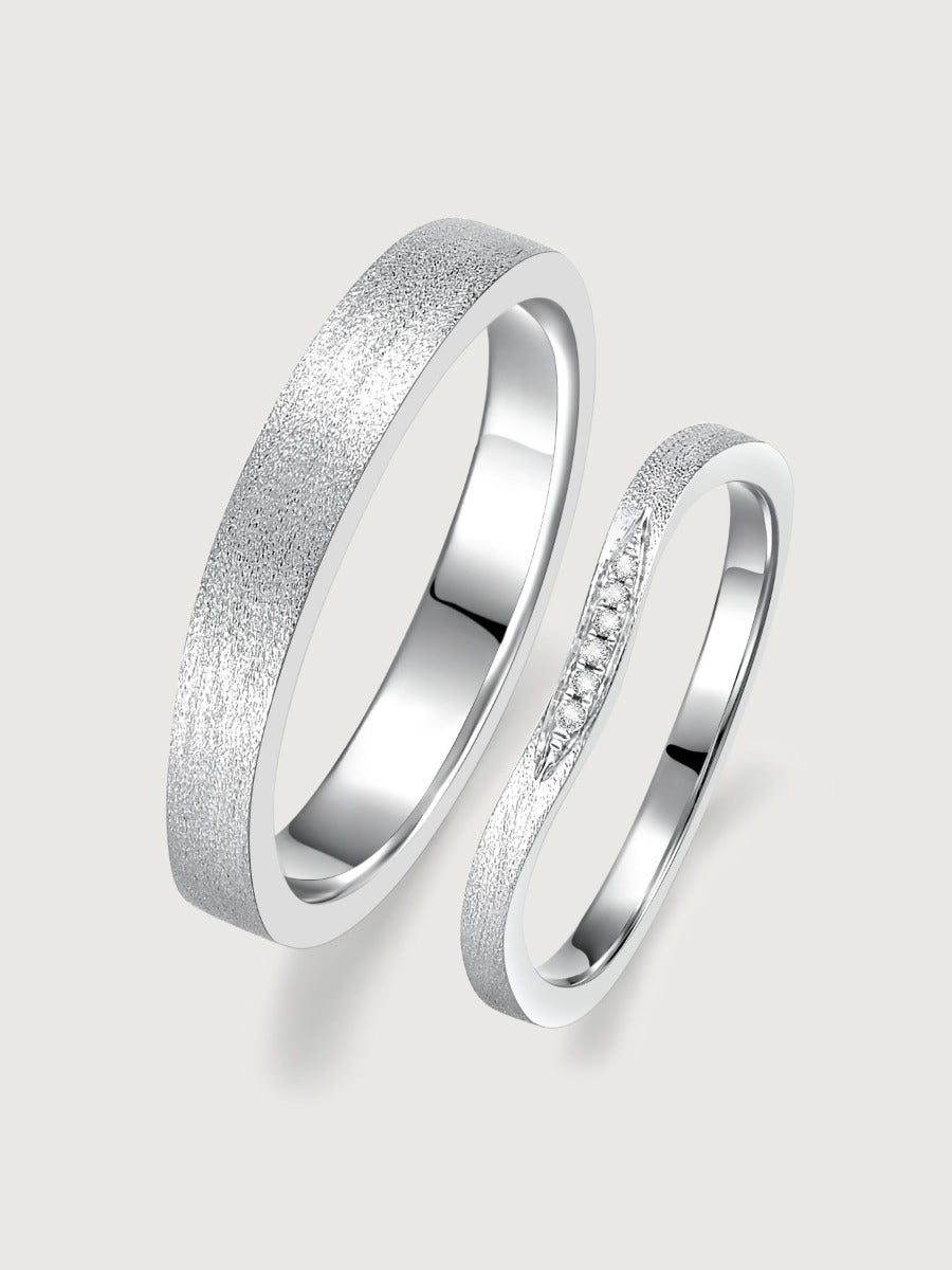 Verighete din aur 14K Harmony of Curves cu 6 diamante și design curbat