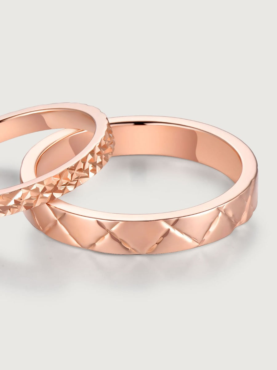 Verighete aur 14K Luminous Destiny design geometric fațetat