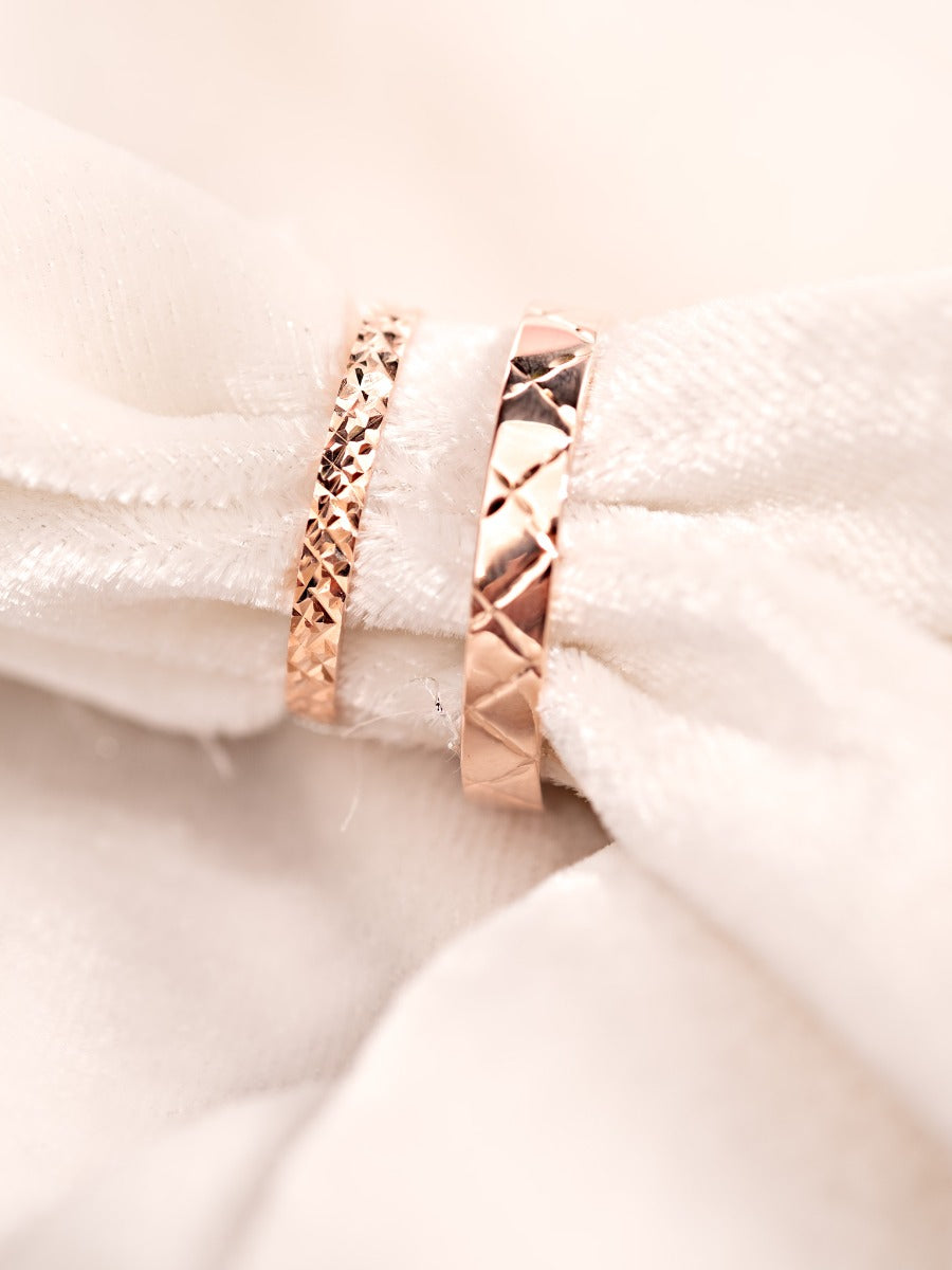 Set verighete aur 14K Luminous Destiny model fațetat elegant