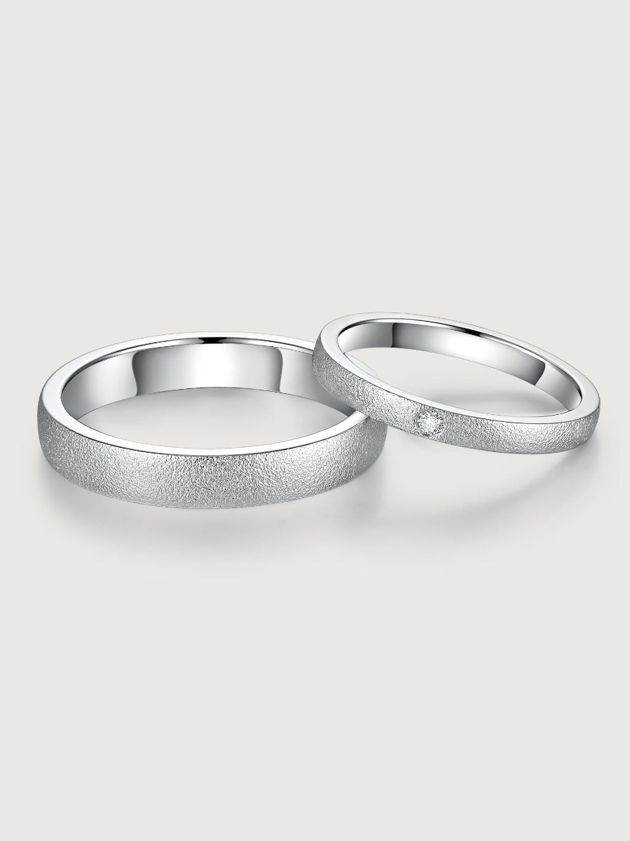 Verighete din aur 14K Moonlight on Ice texturate cu diamant